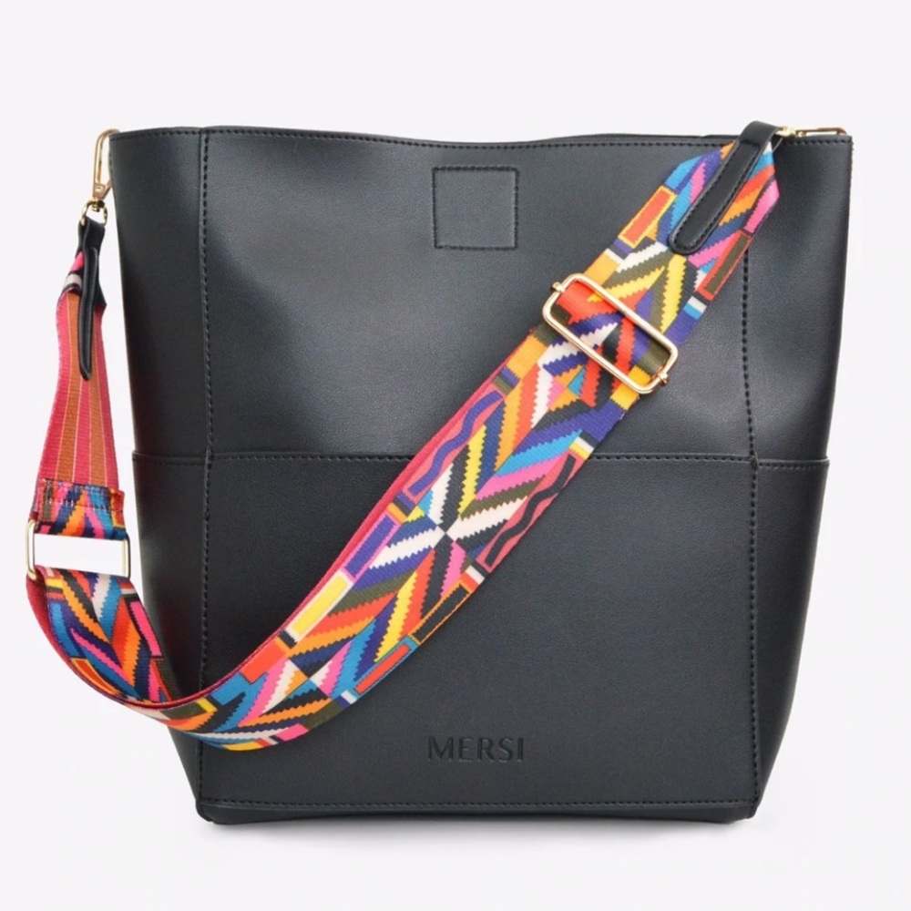 MERSI Demi Bucket Bag 🦋 Black Vegan Leather • Shoulder Bag • Crossbody